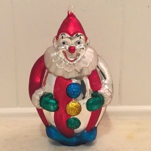Mercury Glass Dept 56  Clown ornament hand blown